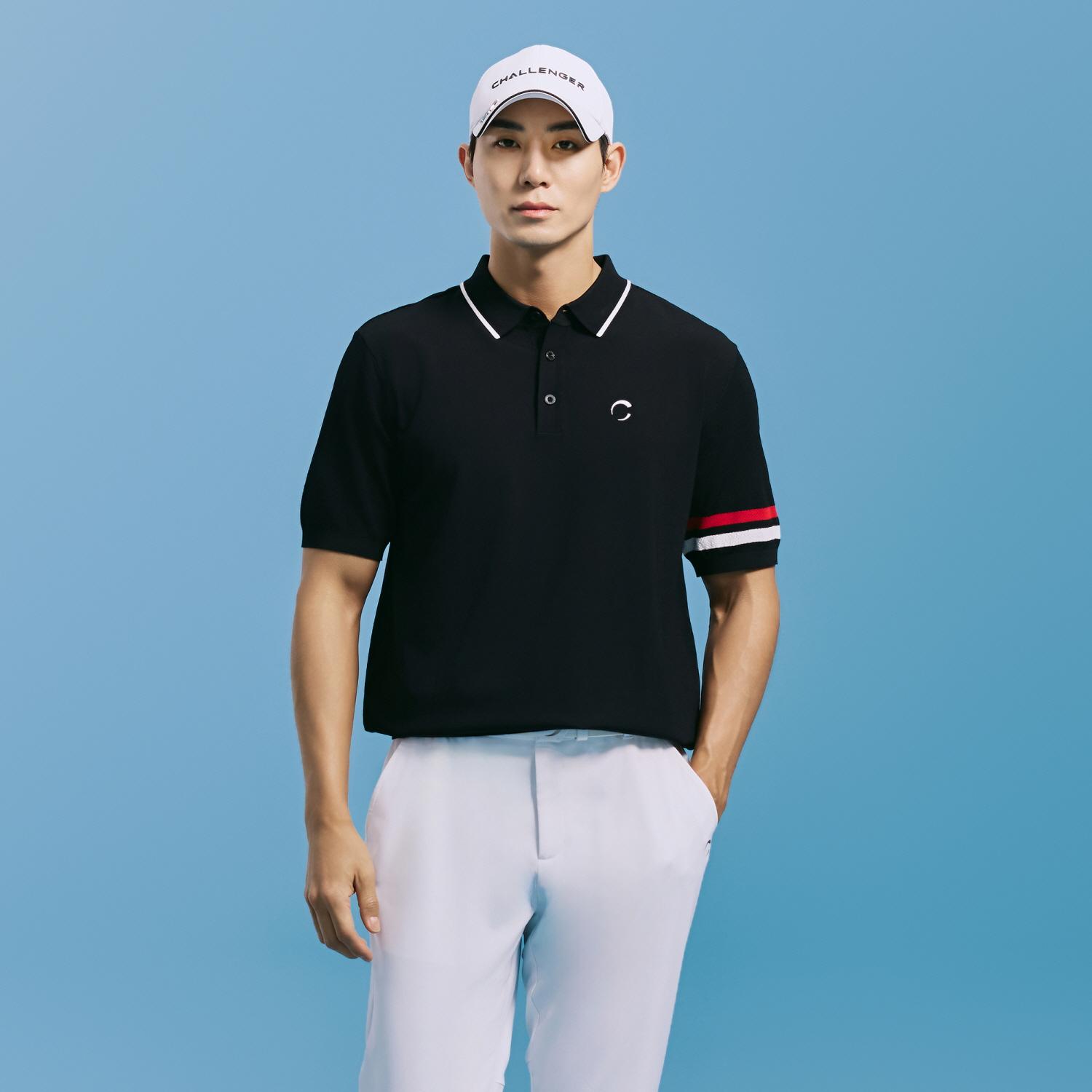 Challenger Men S Sleeve Point Mesh Collar Knit Pullover Black Bk (Black)/L