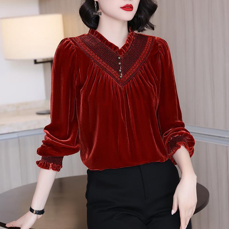 Golden Velvet Retro Women's Top - Autumn/Winter 2025