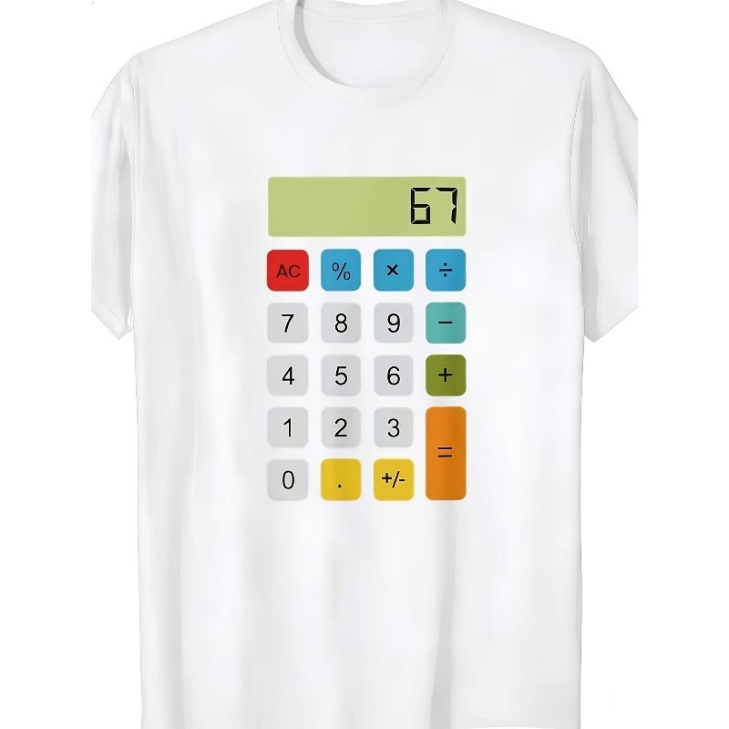 Calculator 67 Siqi Fun Math Meme T-Shirt, Casual T-Shirt for Boys and Girls, Simple Life Style