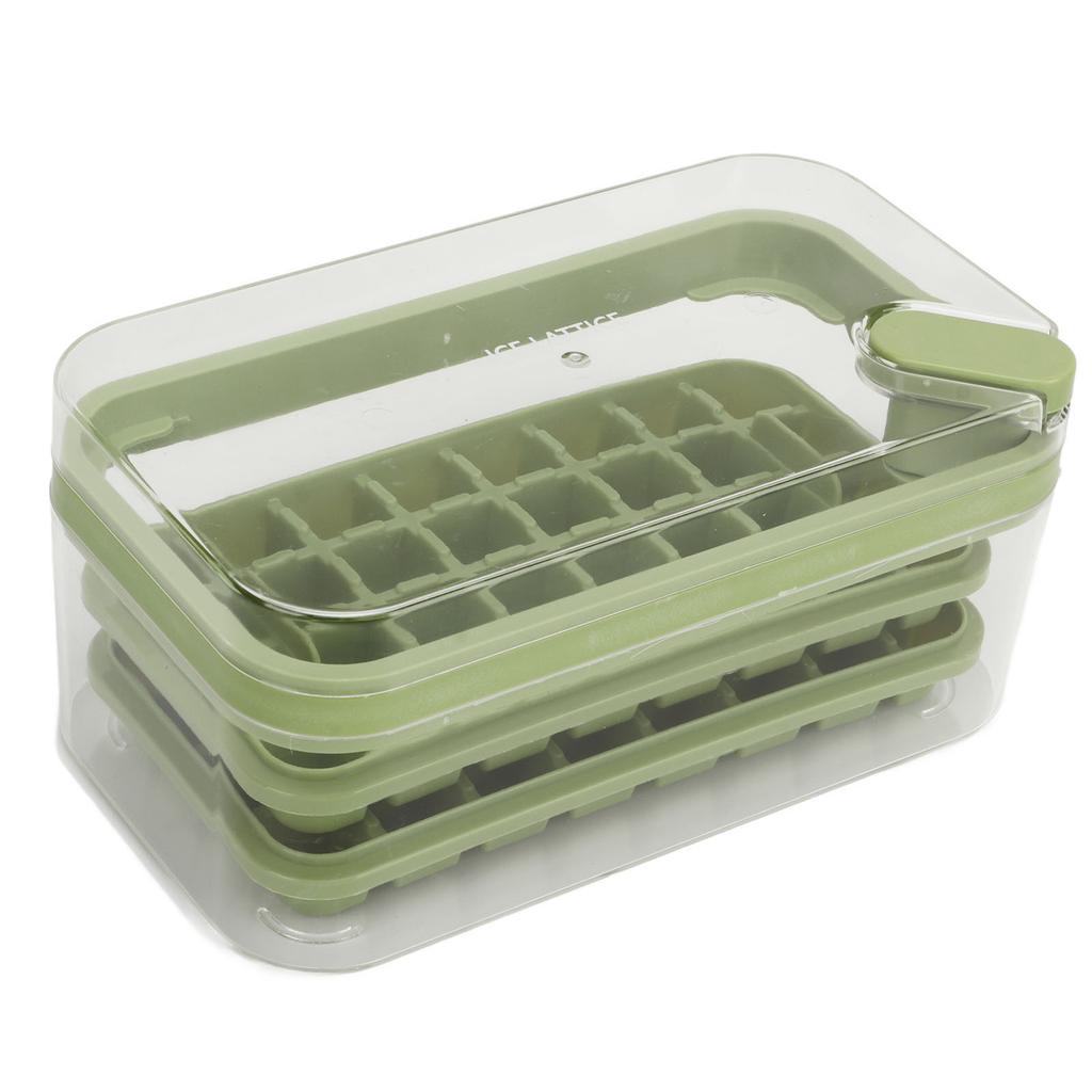 Ice Cubes Tray 32 Grids Double Layer Easy Release Ice Maker Mold with Bin Lid for Cocktail Whiskey Coffee