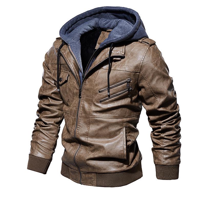 Men's Hooded PU Leather Jacket & Coat Set - Autumn/Winter 2026