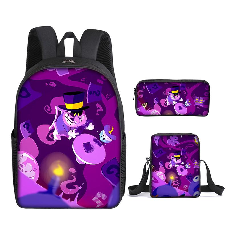 Mode Nouveauté Luxe tour à pizza Impression 3D 3 pièces/Ensemble élève Sacs d'école Sac à dos pour ordinateur portable Sac à dos Sac à bandoulière incliné Trousse à crayons