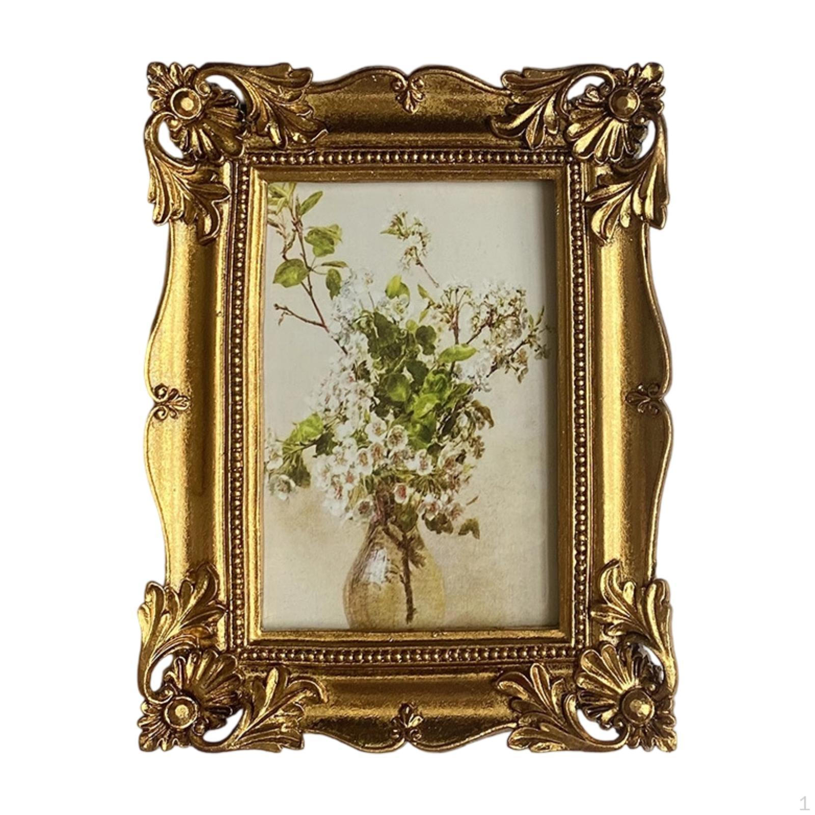 

Богато украшенная рамка для картины, подставка для фото 6 дюймов, европейский центральный элемент, золотое тиснение, настольная