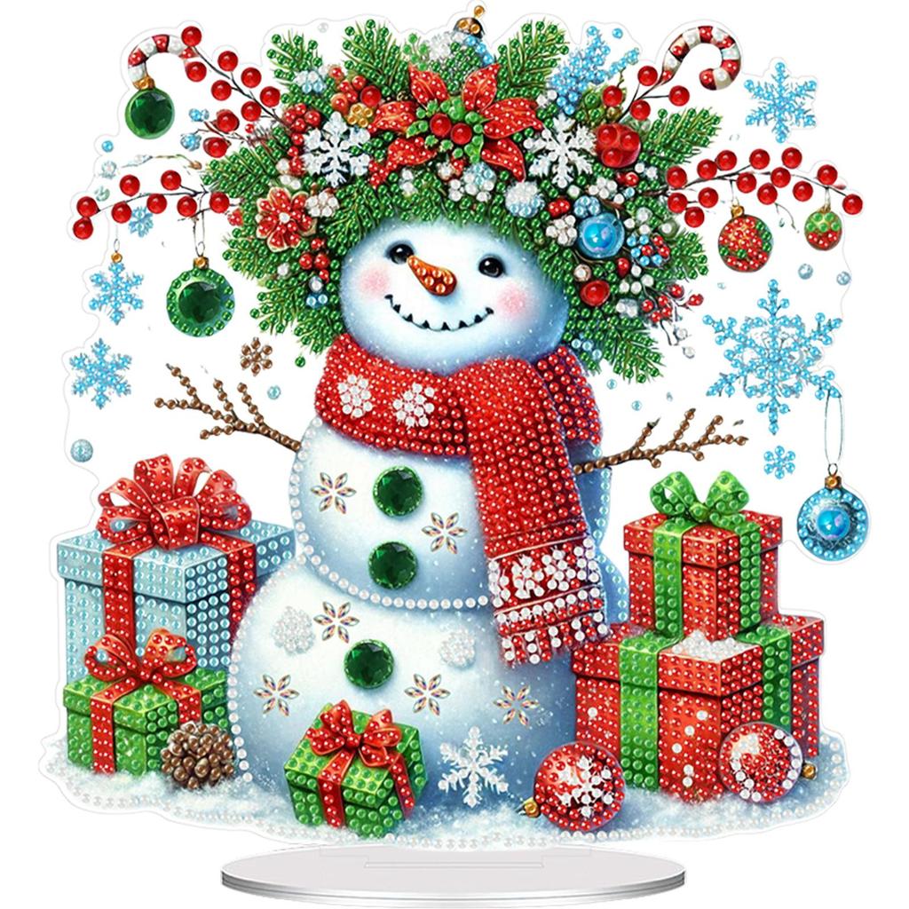 2D Flat Print Xmas DIY Special Shape Table Top Diamond Painting Ornament Kits Desktop Diamond Art Kits Bedroom Table Decoration