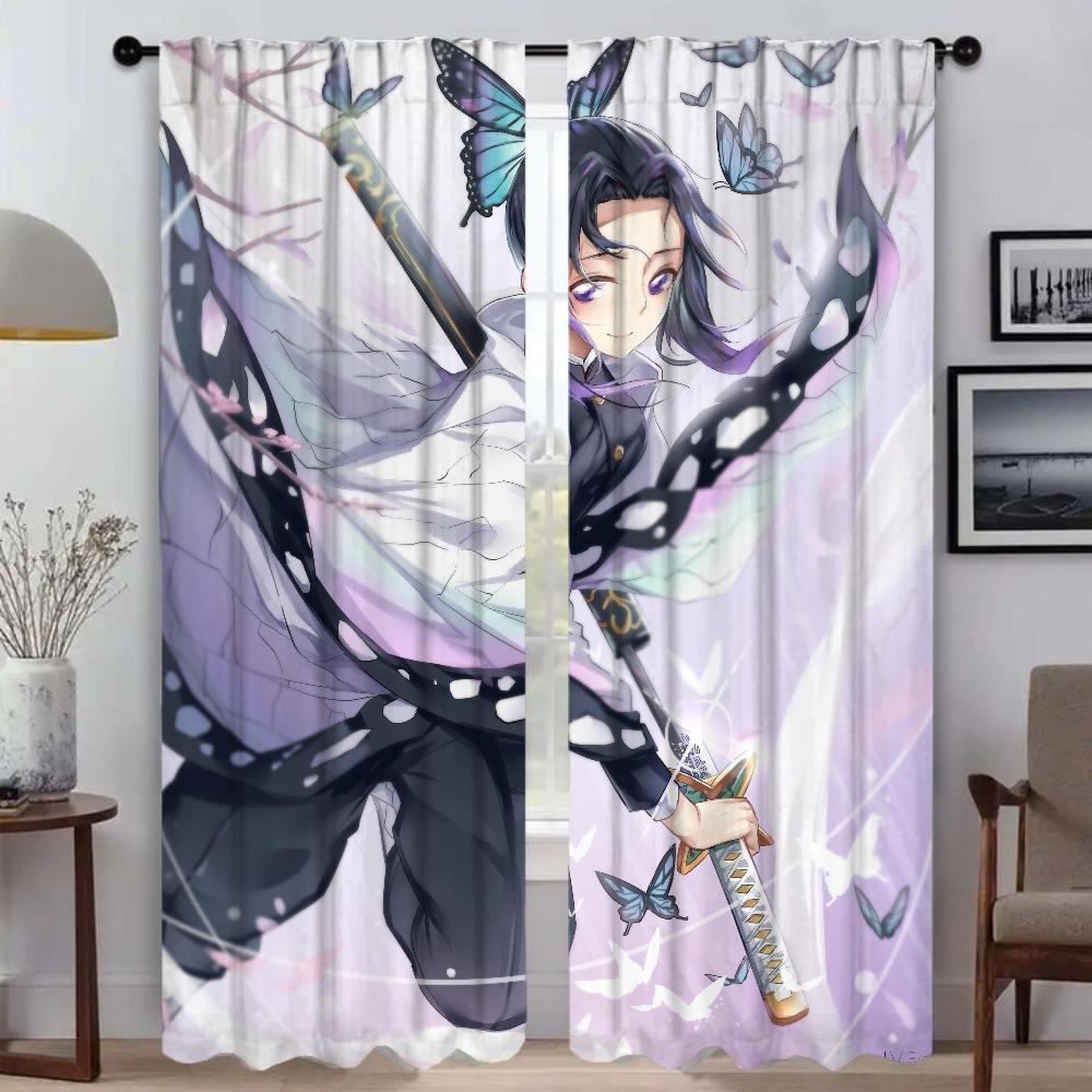 

Demon Slayer Elegant Room Curtains for Living Room Halloween Decoration Home Interior Curtains 2 Pieces Tulle for Bedroom Shades W50xH70cmx2pcs-CL