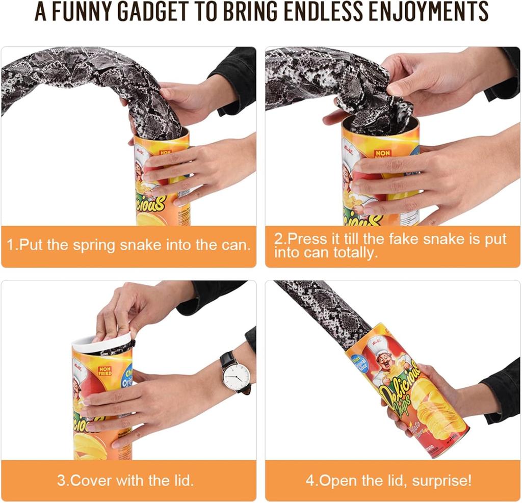The Potato Chip Snake Can Jump Stage Magic Tricks Spring Snake Toy April Fool Day Halloween Party Jokes In A Can Gag Gift Prank