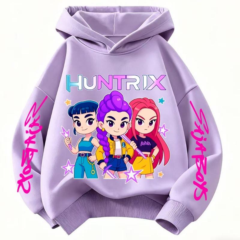 Fashion Women's Hoodie K-Pop Demon Hunters Print Kids Hoodie Pullover Girl Tops Spring And Autumn Leisure Sweatshirr Clothing