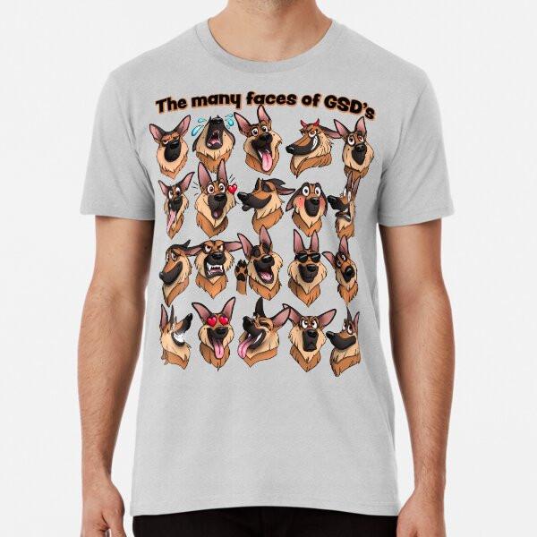 

The Many Faces of GSD s emojis Premium T-Shi S to 5XL Made in the AU/USA T-Shirt M