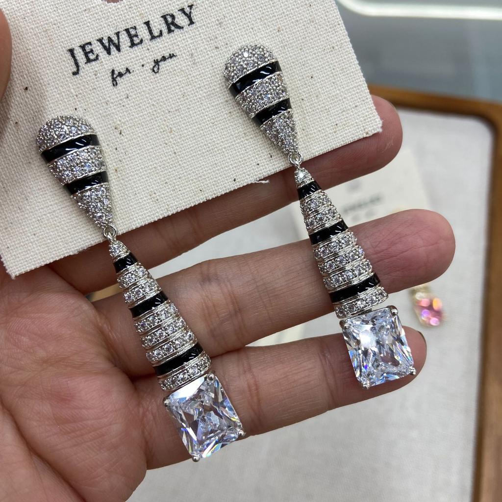Water Drop Zircon Collarbone Necklace Jewelry Bridal Necklace Set Luxury Wedding Jewelry Set