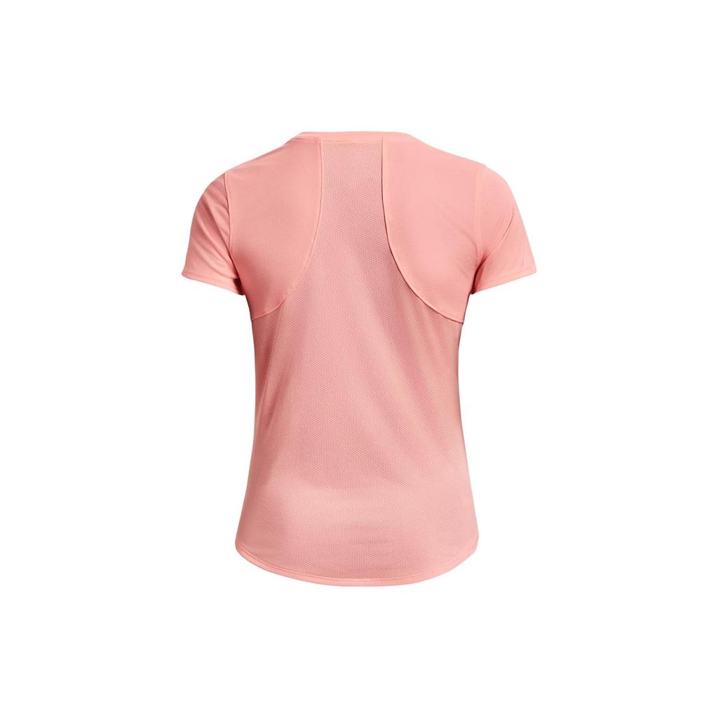 Under Armour Speed Stride 2.0 Solid Color Crew Neck Short Sleeve T-Shirt Women Tops Red Sand-Pink 1369760-981