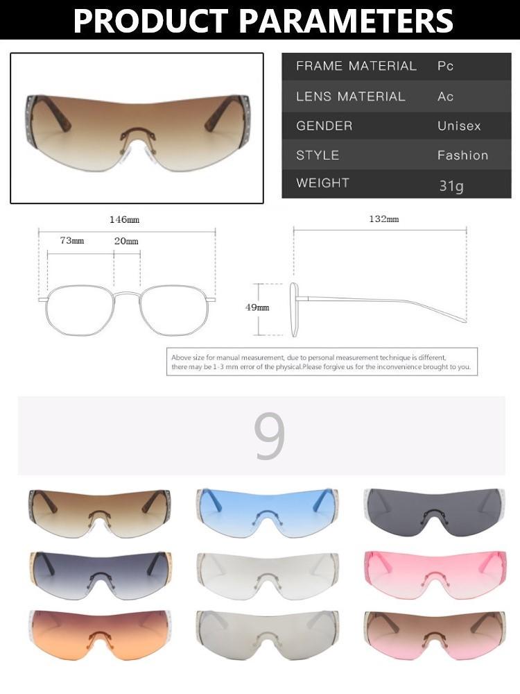 Cyberpunk Y2K Sunglasses Women Fashion Rimless One Piece Sun Glasses Men Vintage Shades 2000S Accessories 90S Gradient Glasses