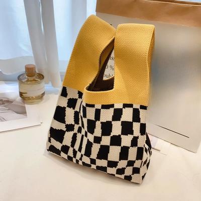 New Woven Handbag Retro Striped Knitted Bag Shoulder Personalized Square Tote Bag Versatile Underarm Bag for Women Autumn Winter