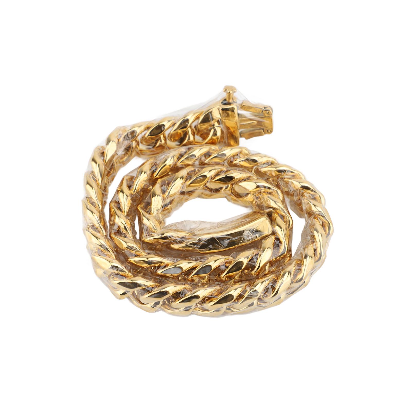 Hondenkettinghalsband Cubaanse schakel 15 mm Goudkleur Lichtgewicht Roestvrij Staal Metaal Hondenhalsband voor Wandelen Training 18 inch beige