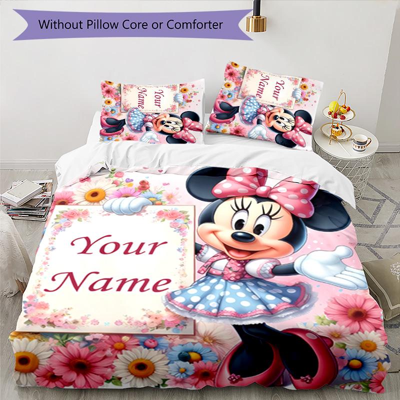3pcs Minnie5 Cover Set - Personalized Name, HD Printed Bedding with 1 Cover and 2 Pillowcases - Perfect for Home Decor, Easy Care
