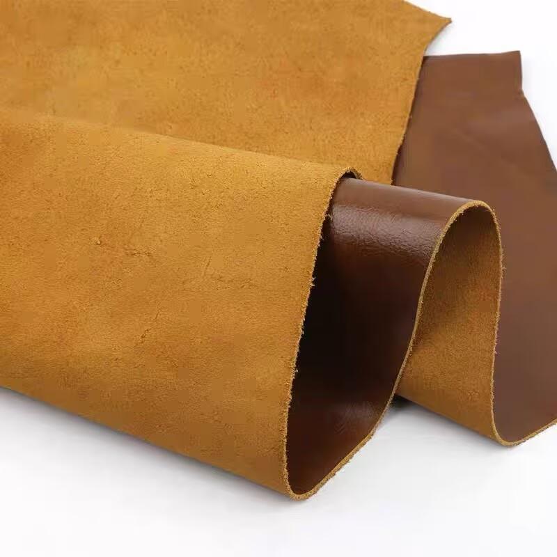Strato Superiore Pelle Vacchetta Giallo Marrone Pelle Cerata ad Olio Divano Sedia Testiera Letto Marrone Intero Semplice Vintage Pelle Cerata ad Olio