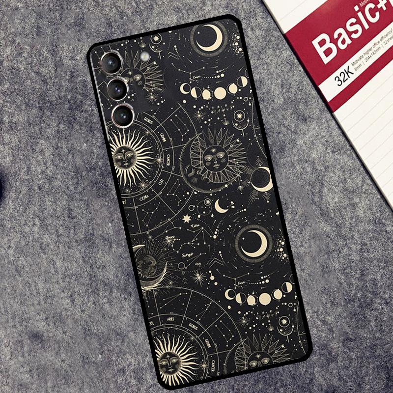 Suns Moons Clouds Astrological Case For Samsung Galaxy S24 S23 S22 S21 Ultra Plus Note 10 Note 20 S8 S9 S10 S20 FE Cover