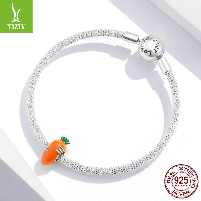 Carrot 925 Silver Beads, Dripping Oil Color Vitality Bracelet Beaded Accessories Scc1591