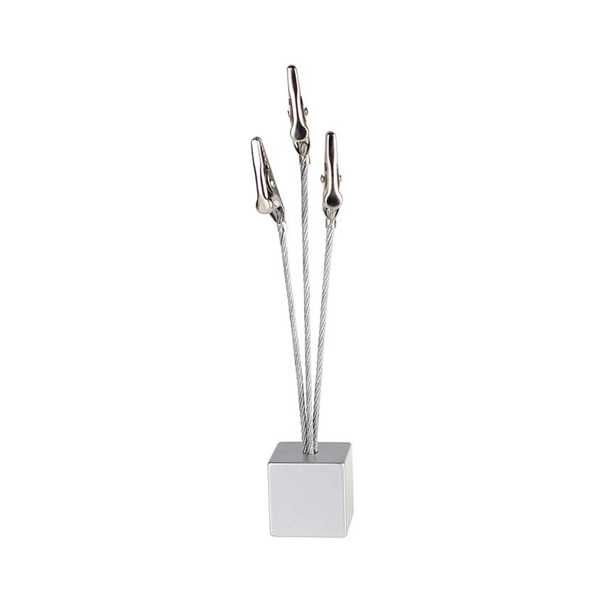 3 Wire Memo Holder Cube Picture Note Card Clip Desk Paper Photo Holders Alligator Clamp Table Stand Place Office Business