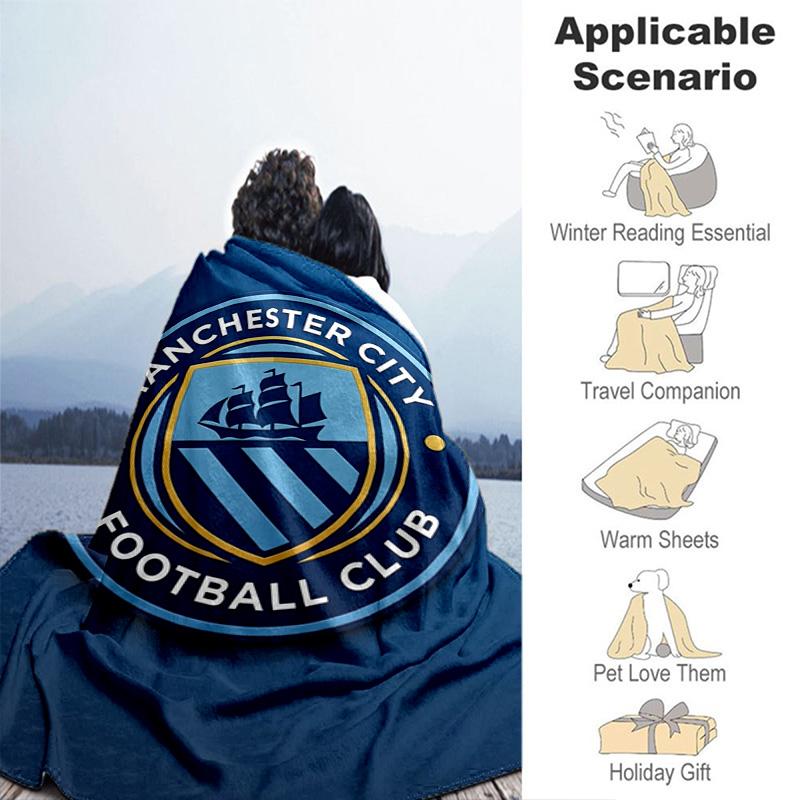 Manchester City Football Badge Print Blanket Camping Trip Soft And Comfortable Sheet Gift Digital Printing