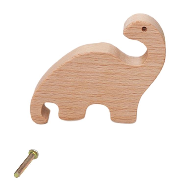 Natural Wood Cabinet Knob Lovely Dinosaur Drawer Pulls Decorative Furniture Handles for Children Room Wardrobe Knob