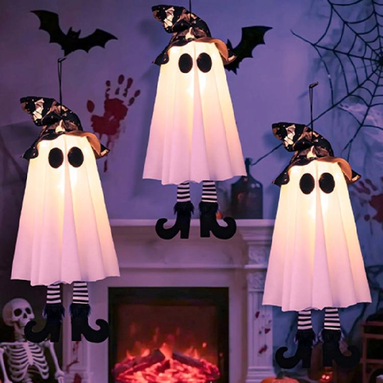 Lighted Specter Hanging Decoration Glowing Specter Hanging Ornament with LED Light For Porch Yard Indoor and Outdoor
