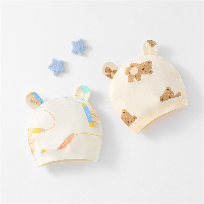 Lovely Newborn Hospital Hat Preemie Boys Girls Beanie Solid with Animal Pattern Infant Baby Hats for Spring Autumn Gift