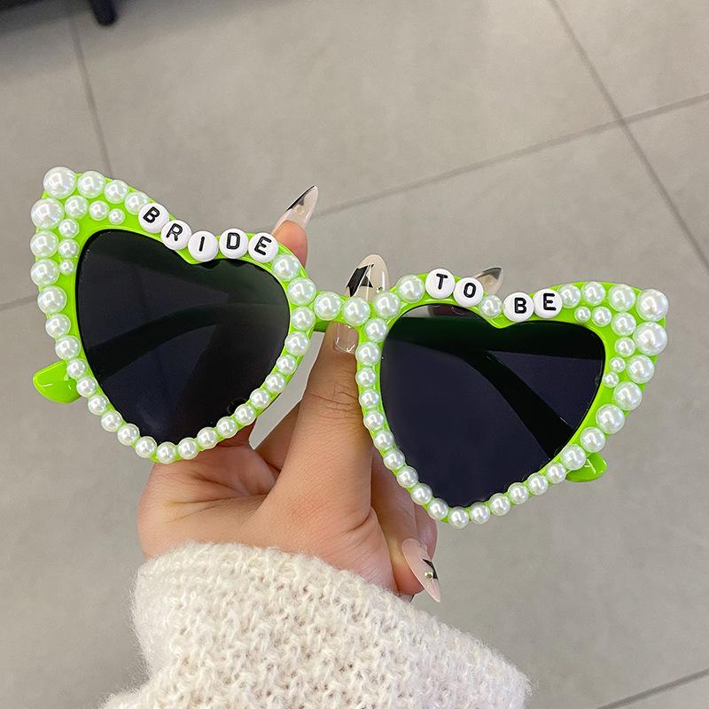 Pearl Bride Sunglasses Bachelorette Party Heart Glasses Bridal Shower Party Bridesmaid Bride Honeymoon Trip Gift