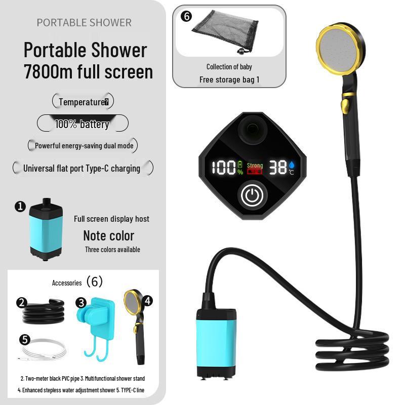 Portable Outdoor Electric Shower Set with Charging Shower Head and Tent