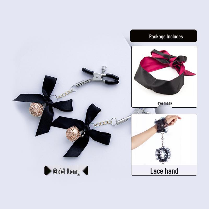 SM Adjustable Nipple and Breasts Clamps with Bow Tie for Couples