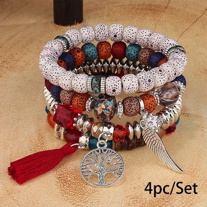 Braccialetto Bohemien Europeo e Americano Creativo Nappa Multistrato con Perline Bellissimo Gioiello