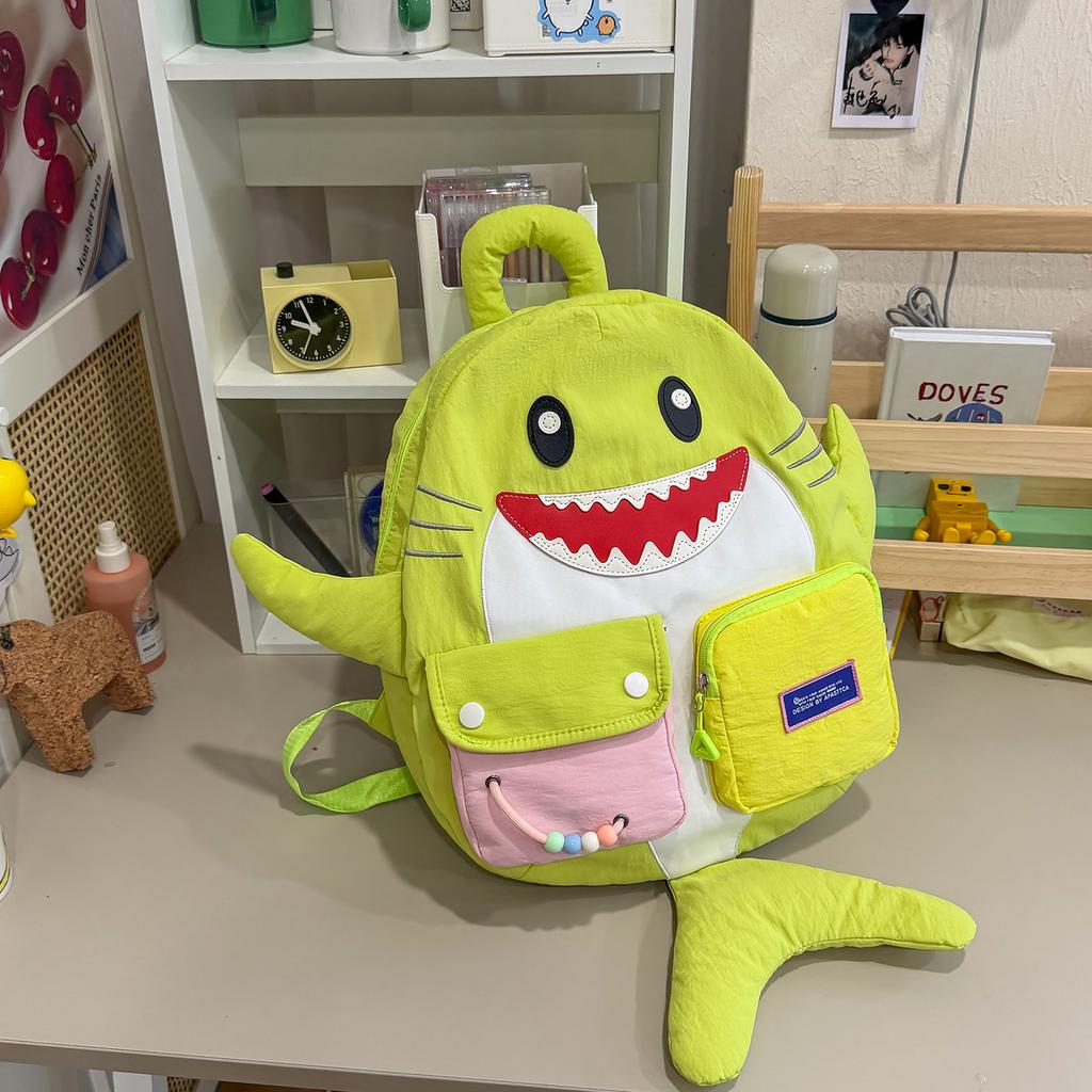 Schoolbag high value new ugly cute shark backpack couple multi-compartment daily commuting travel versatile lightweight schoolbag