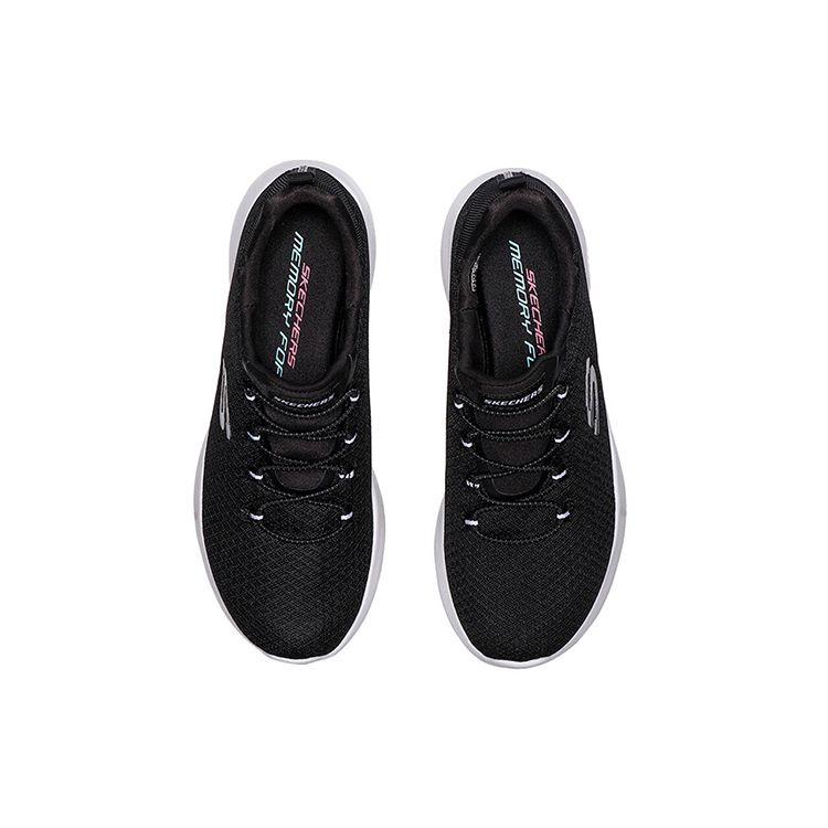 Skechers Dynamight Round Toe Comfortable Fabric Mesh Synthetic Leather Low Top Running Shoes Women sneaker Black White 12119-BKW