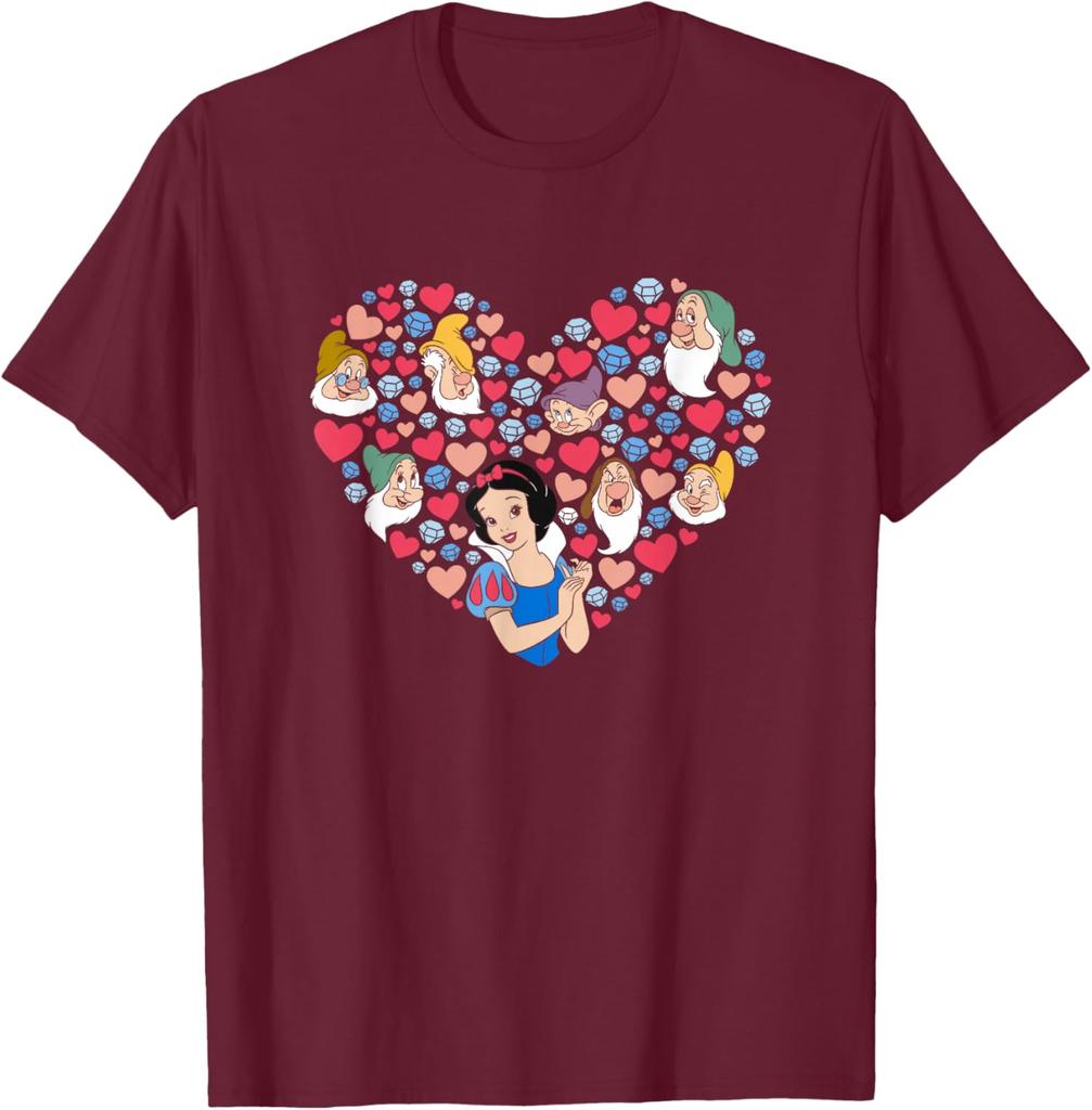 Hot Fashion Unisex Snow White and The Seven Dwarfs Heart Valentine's Day T-Shirt S-4XL Four Seasons