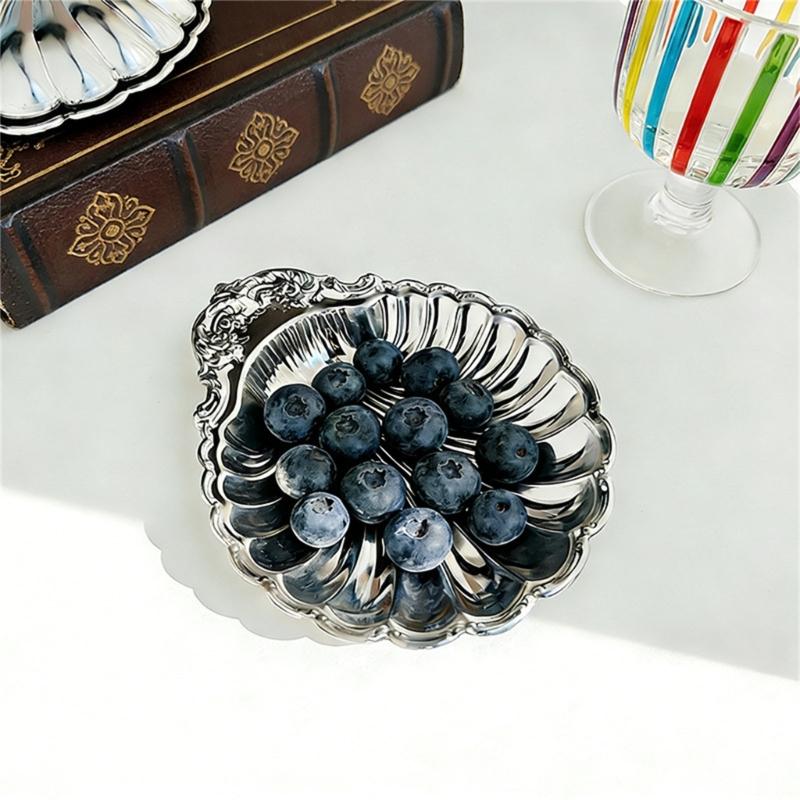 Stainless Steel Shell Shape Salad Bowl Multipurpose Serving Dish Decorative Nut Storage Tray for Dining Table Decoration