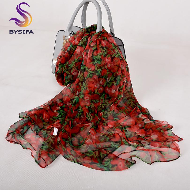 [BYSIFA]  Silk Scarf Hijabs Women Fashion Brand Summer Beach Cover-ups Ladies Navy Blue Neck Scarves 100% Silk Long Scarves