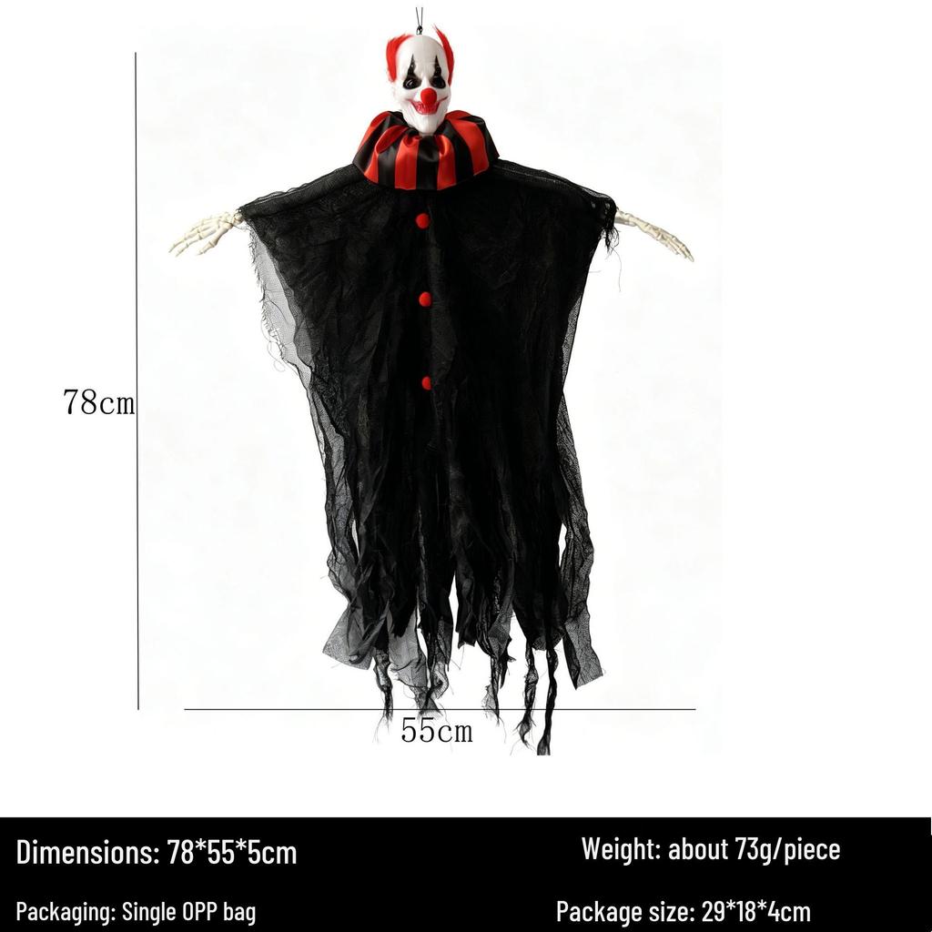 Halloween Clown Ghost Hanging Decoration with Green Hair - Perfect for Escape Rooms and Haunted Houses, Available in Multiple Colors