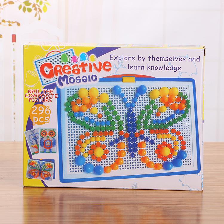 Kreatives Pilz-Steckbrett-Puzzle für Kinder - 296 Teile Früherziehungsspielzeug