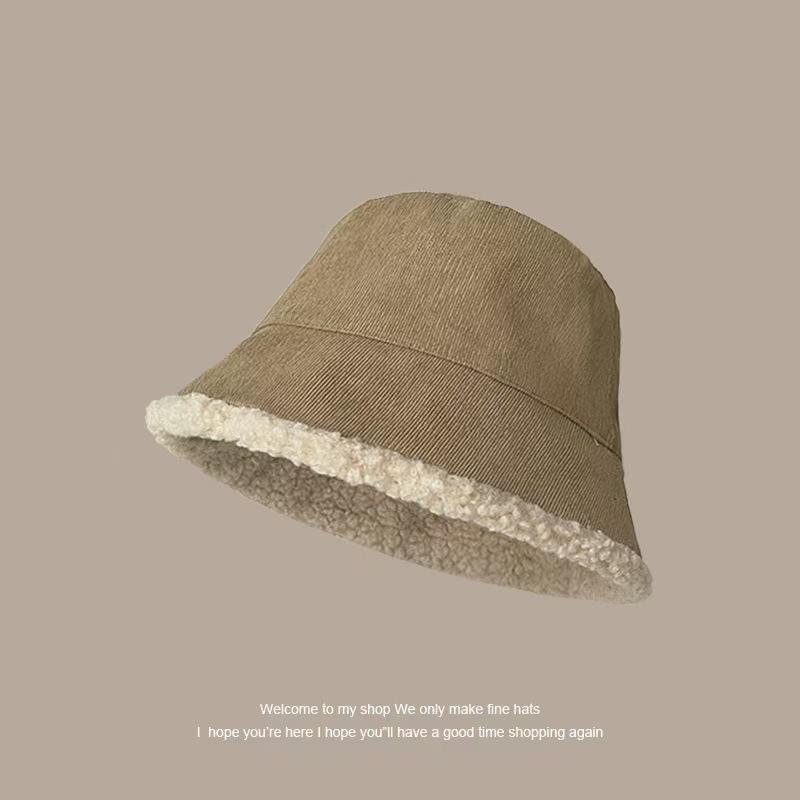 

Новая осенне-зимняя шляпа-рыбак для женщин, двухсторонняя, утолщенная, из овечьей шерсти, японская, простая, модная, теплая, уличная, шляпа-горшок на весну