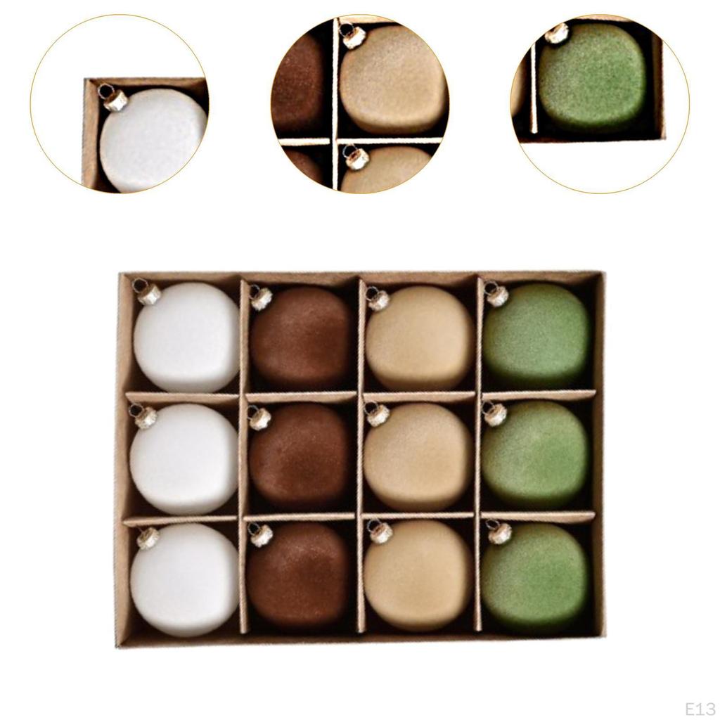 12 Pieces - Ornaments, Flocked Christmas Decoration, Shatter Decorative Balls