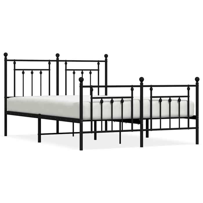 VidaXL Cadre de lit métal avec tête de lit-pied de lit noir 140x200 cm 353556