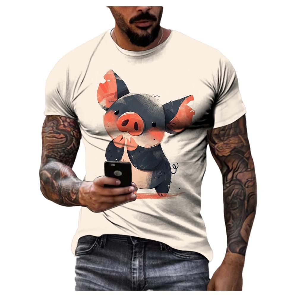 Summer Trend Personality Men Cartoon Casual Fun Graphic T-shirt New Fashion 3D Printed Kawaii Round Neck Short Sleeve Tees Tops