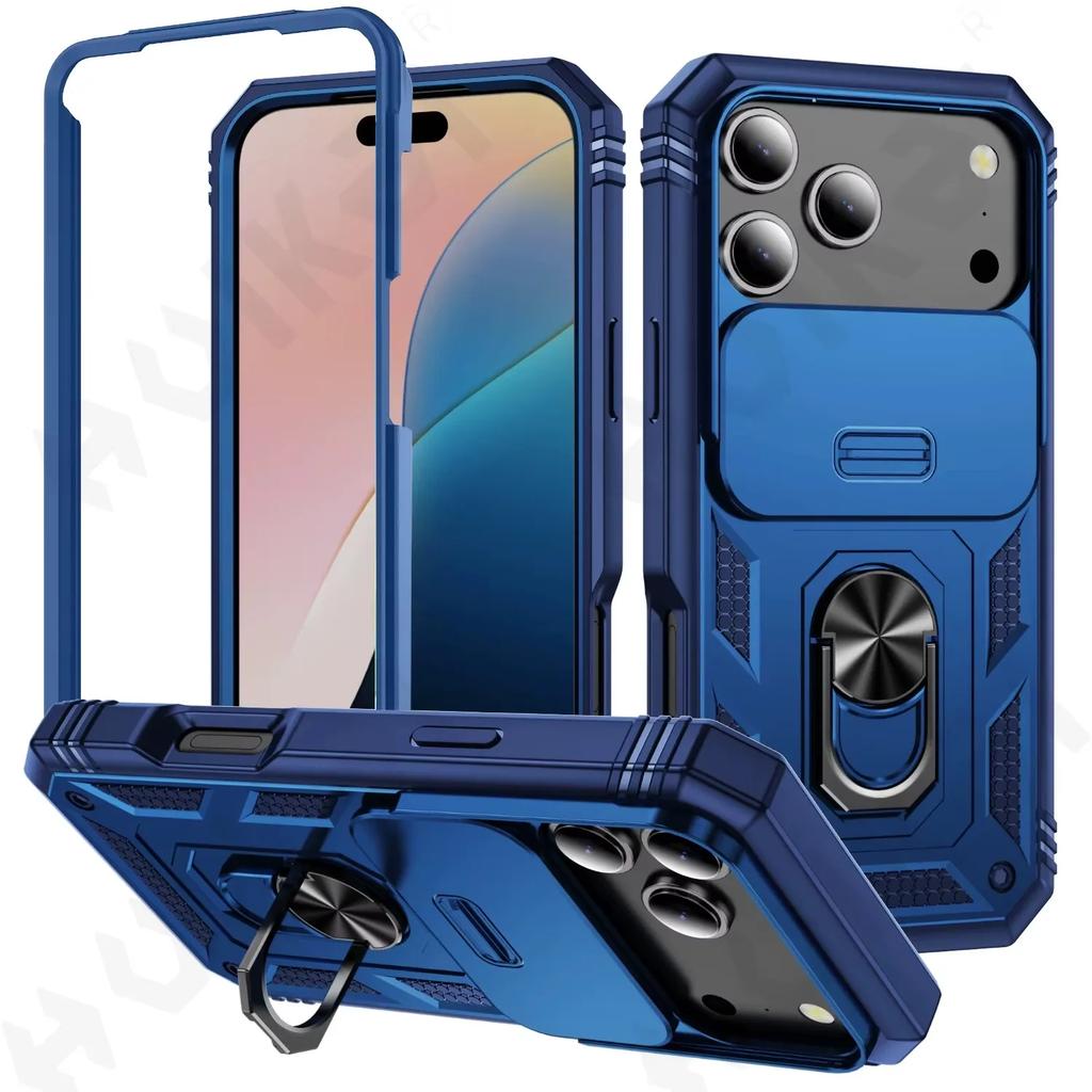 Ring Holder Cameara Protective Phone Case for Apple iPhone 17 Air 16 15 14 13 12 11 Pro Max XS XR Plus with Bumper Cover