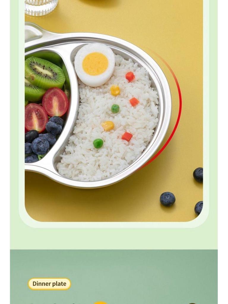 316 Stainless Steel Children's Divided Plate - Food Grade Infant Tableware for Boys & Girls