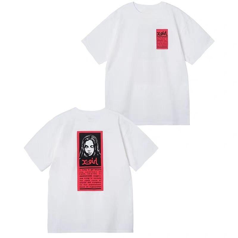 

Japanese Niche Trend Xgirl Character Mother-daughter Portrait Printed Black T-shirt for Women s Pure Cotton Summer T-shirt 4XL
