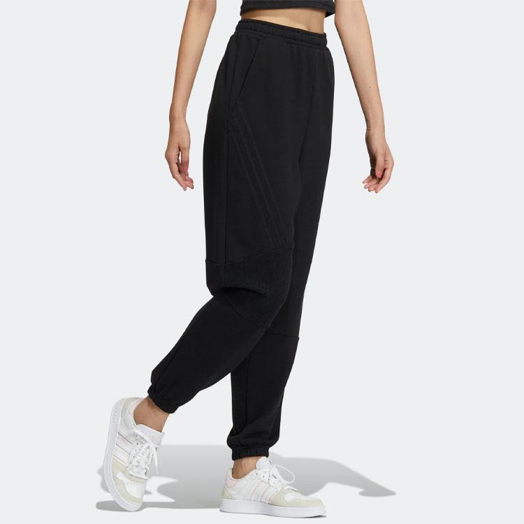 Adidas FW22 Solid Color Logo Print Mid-Rise Jogger Pants Women Bottoms Black IA6762