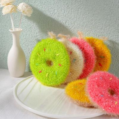Korea Acrylic Dish Towel High Efficient  Anti-grease Dish Cloth Creative Donut Washing Towel Wiping Rags Kitchen Cleaning Tools