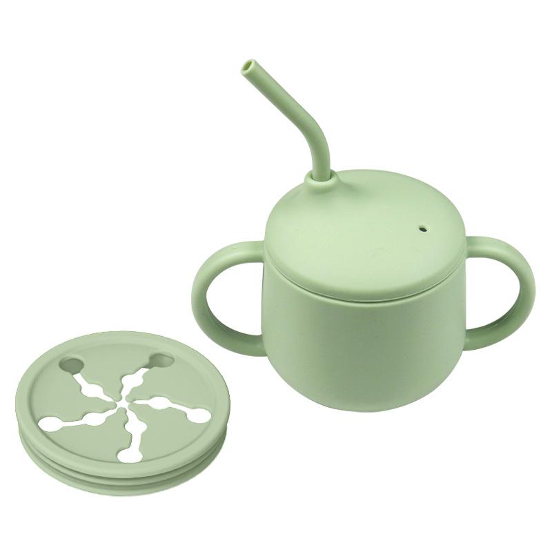 Panda Silikonový tréninkový hrníček pro děti: S brčkem proti pádu