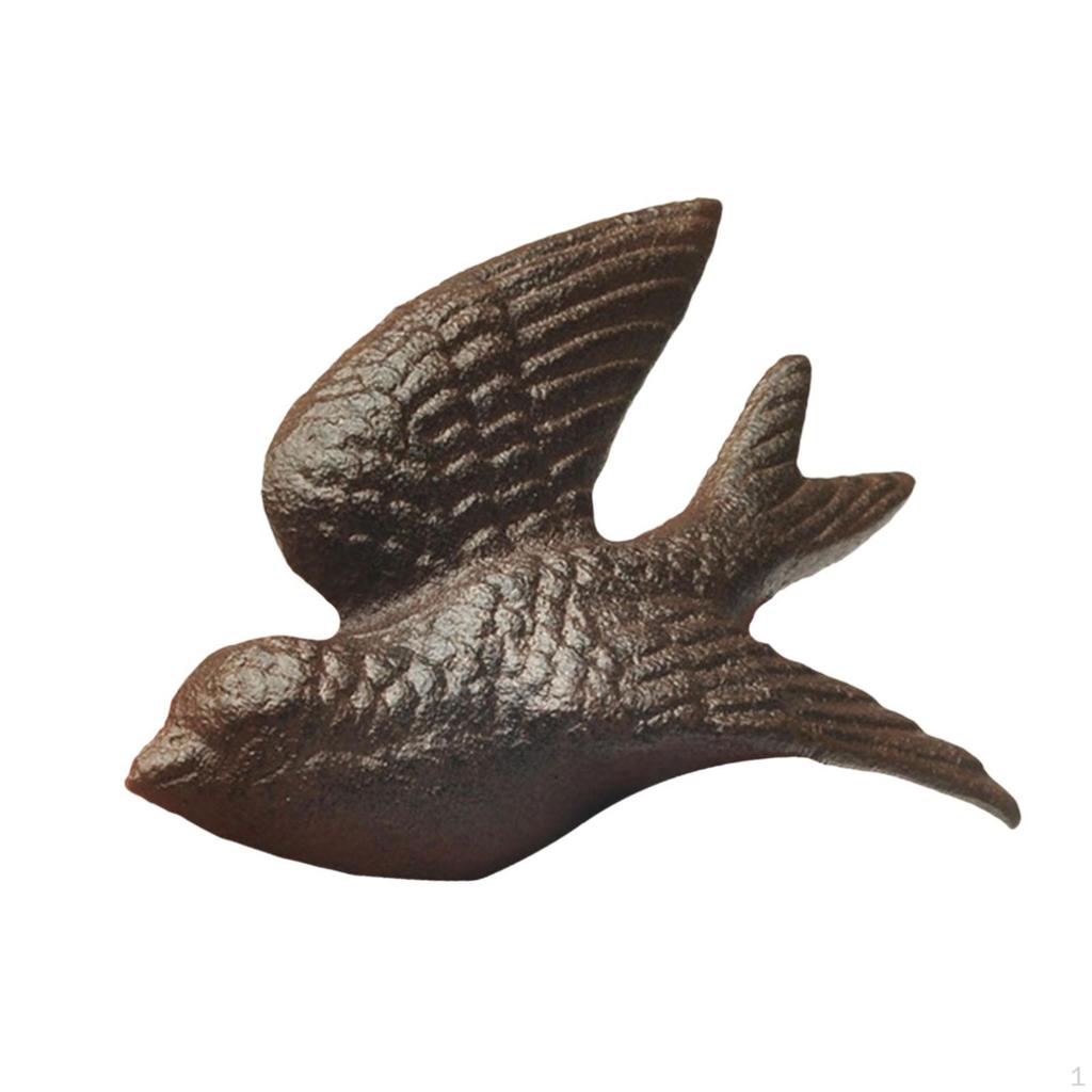 Fliegender Vogel Wanddekoration Kunst Ornament Schwarze Skulptur aus Gusseisen Schwalbenfigur für die Innenterrasse
