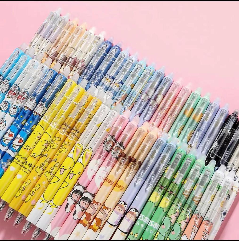 Mo Yi Cai Erasable 0.5mm Blue/Black Pen with Refill, Bullet Tip, Suitable for Students and Third Grade.