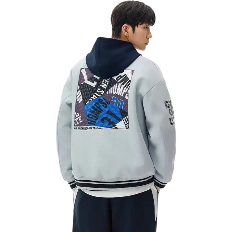 Anta Basketball Series Long Sleeve Single Breasted Loose Cotton Jacket Men Jackets 152541801-1
